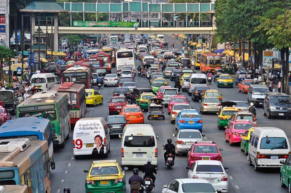 Tráfico tremendo, Bangkok, Tailandia